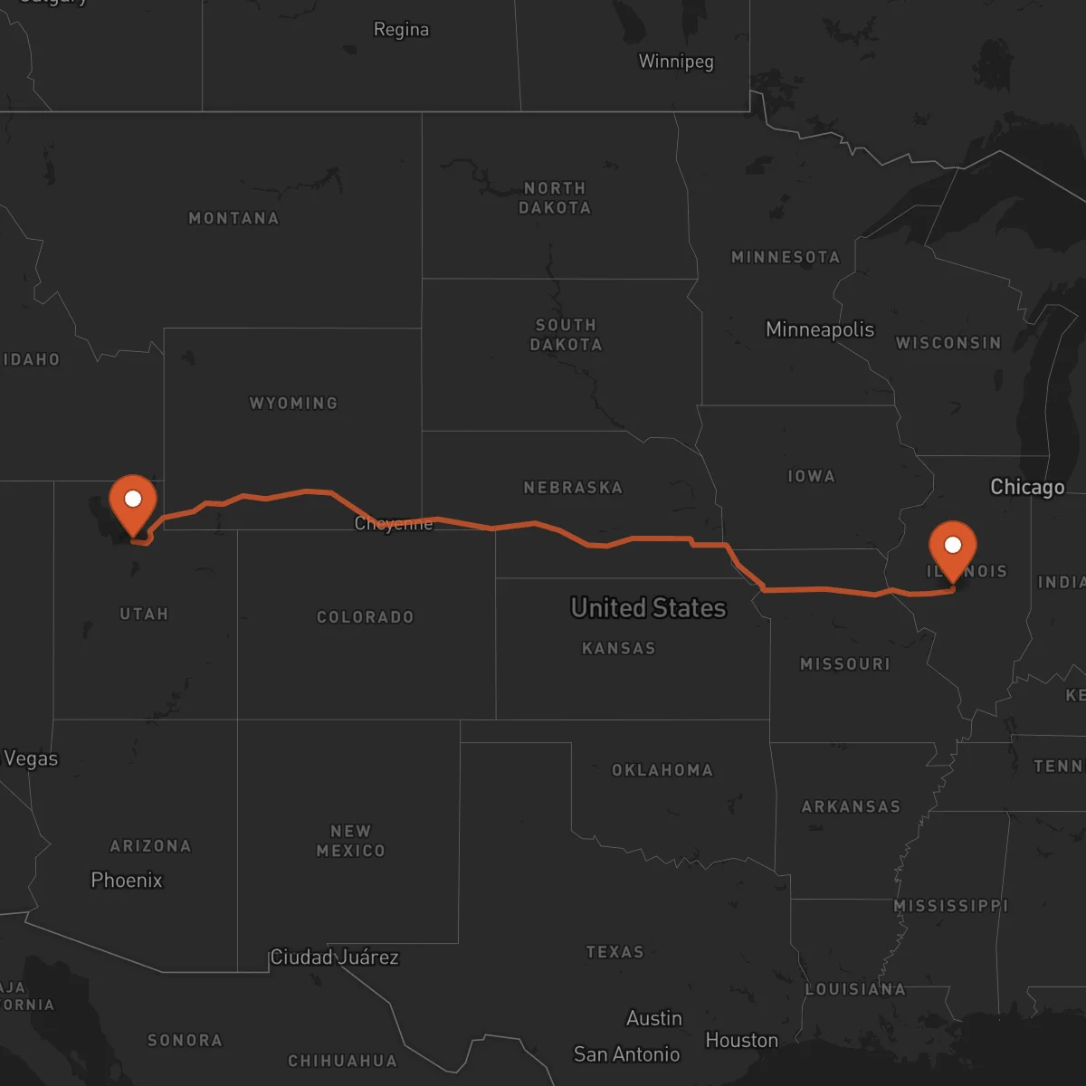 Ruta Salt Lake City - Springfield