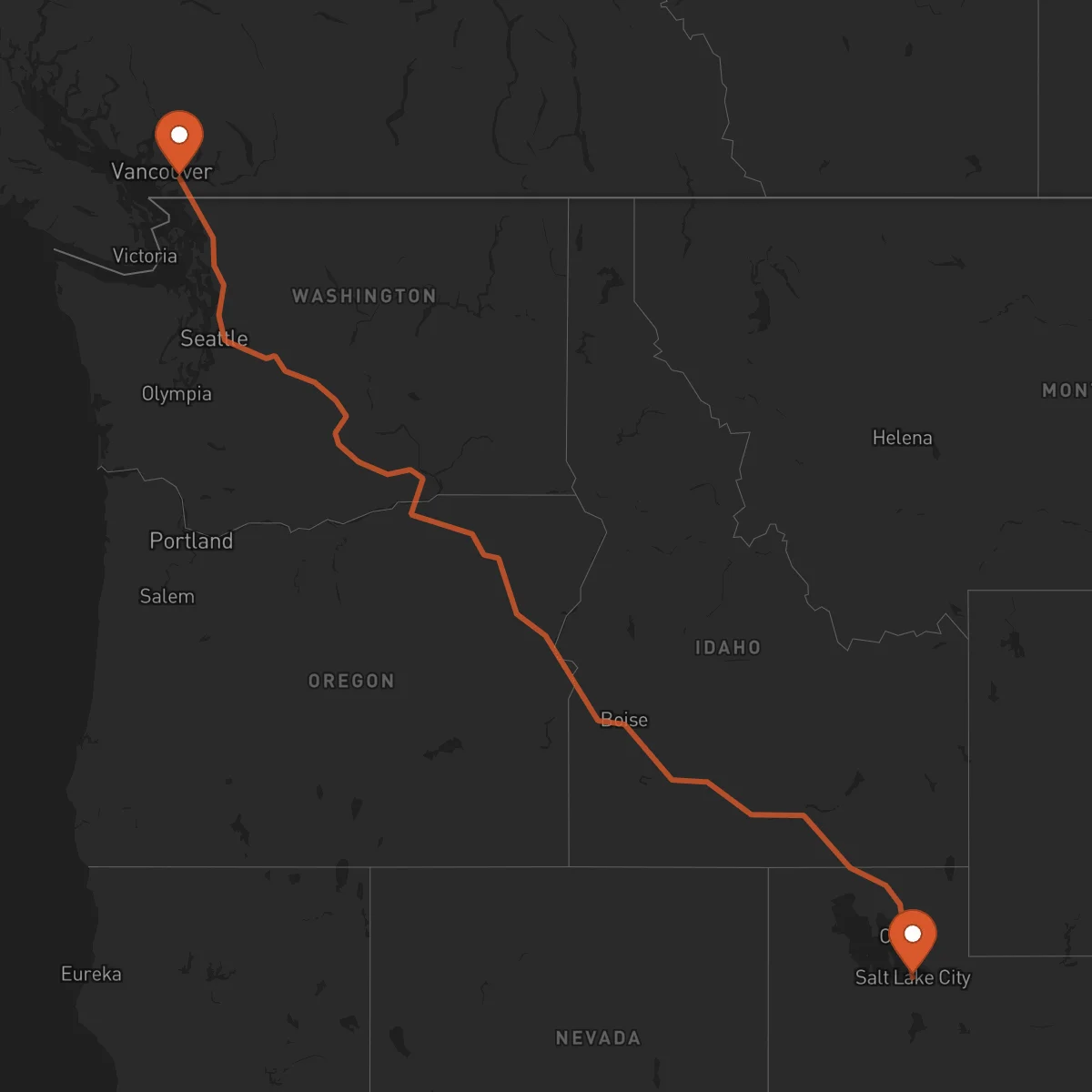 Ruta Surrey - Salt Lake City