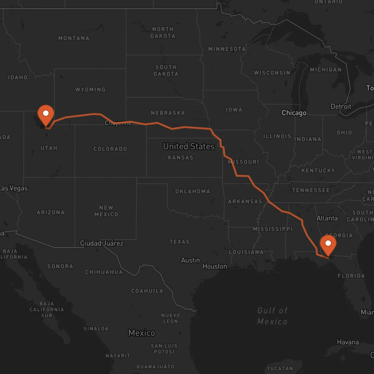 Ruta Tallahassee - Salt Lake City