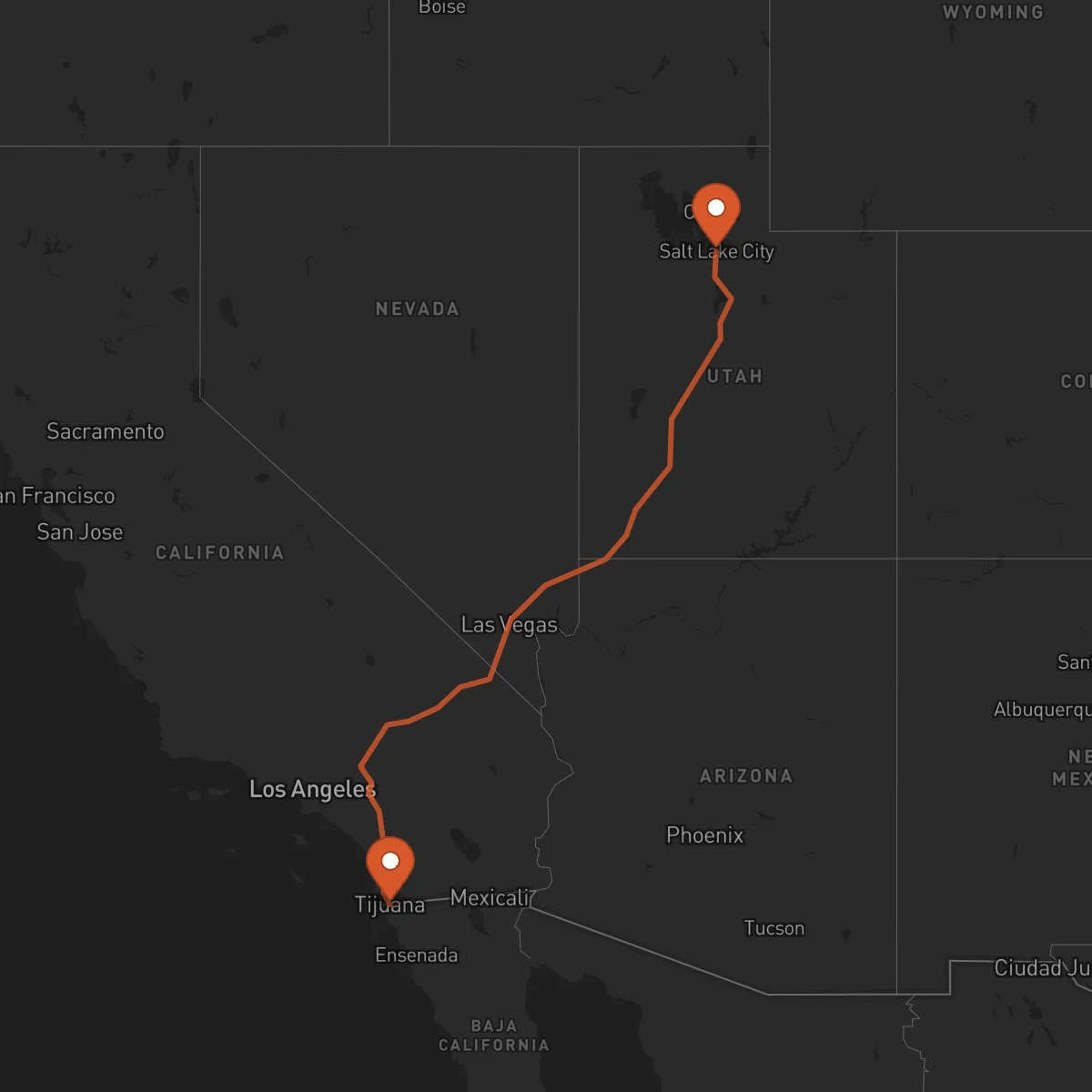 Ruta Salt Lake City - Tijuana