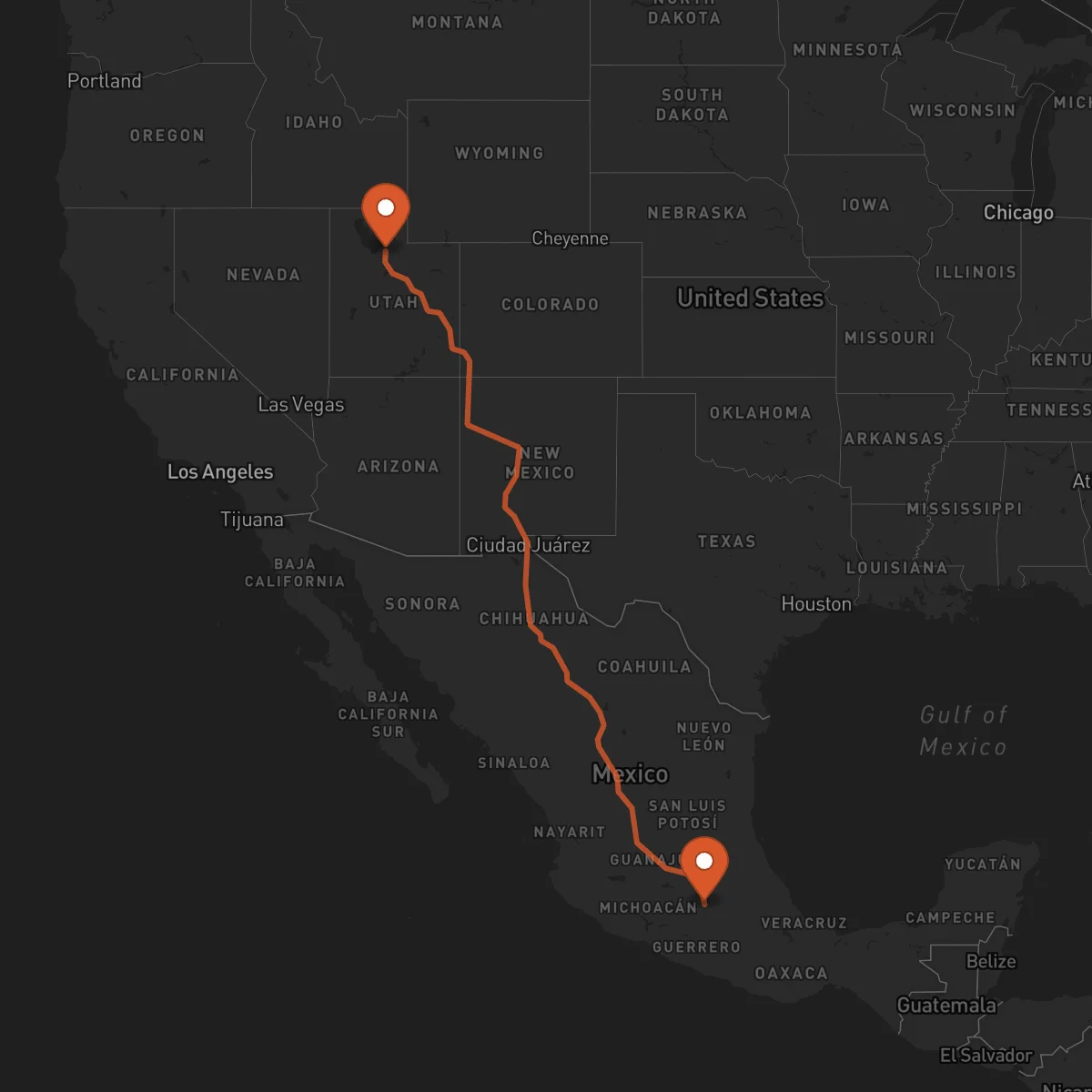 Ruta Salt Lake City - Toluca