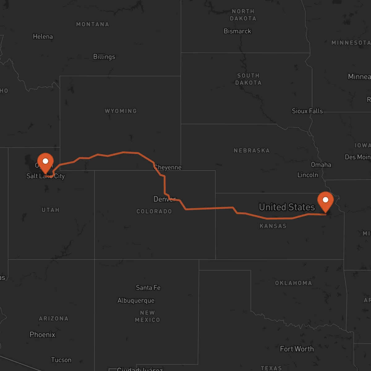 Ruta Salt Lake City - Topeka