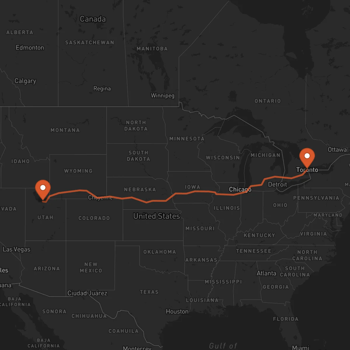 Ruta Salt Lake City - Toronto