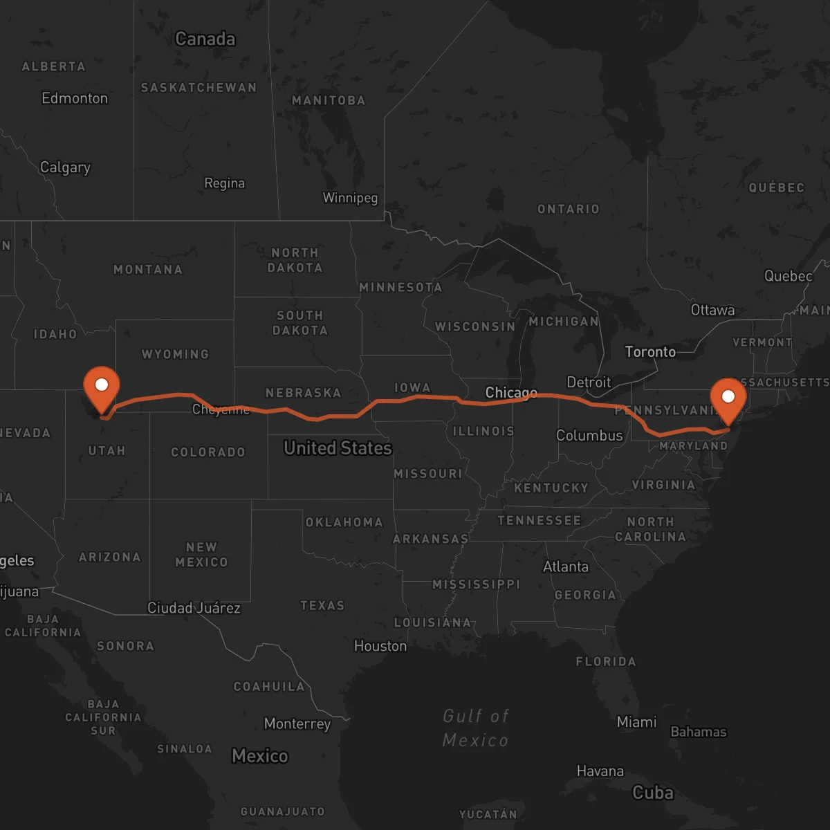 Ruta Salt Lake City - Trenton
