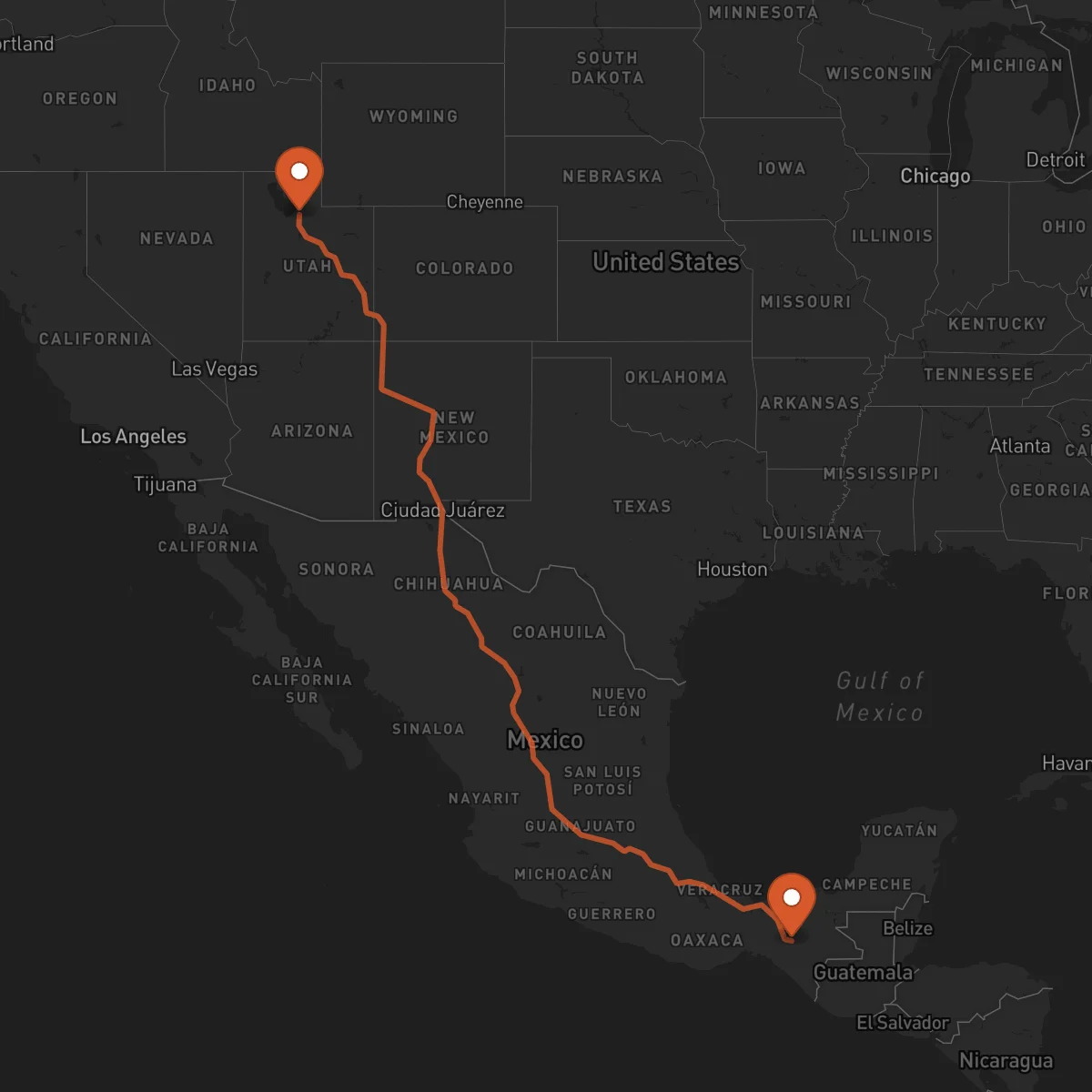 Ruta Tuxtla Gutiérrez - Salt Lake City