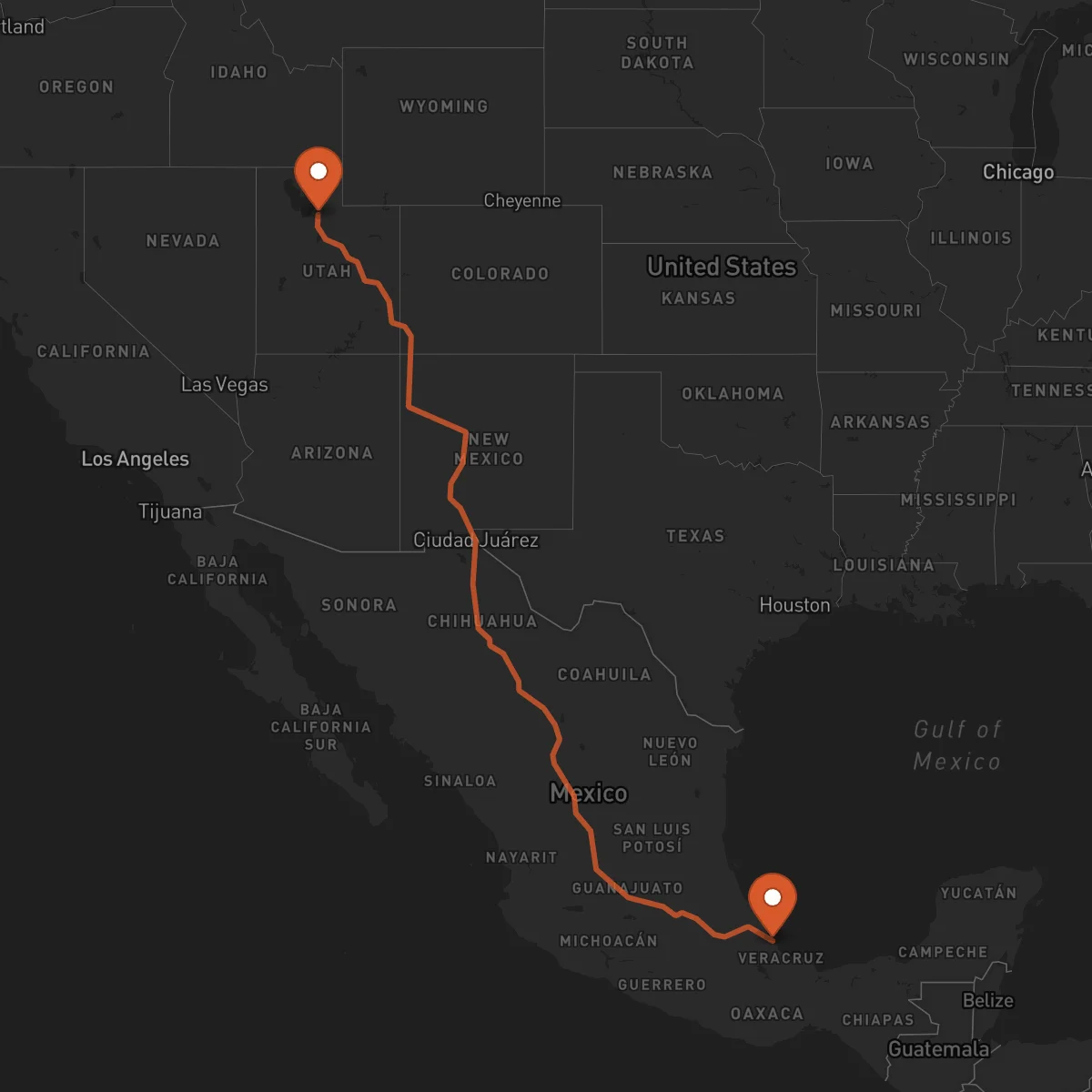 Ruta Veracruz - Salt Lake City