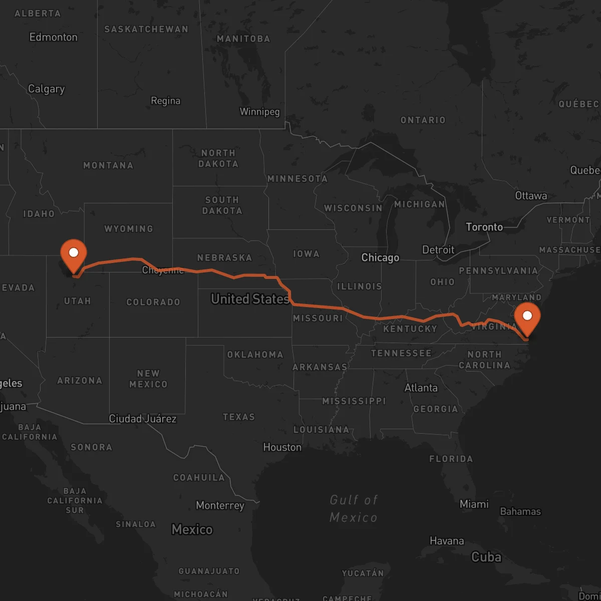 Ruta Virginia Beach - Salt Lake City