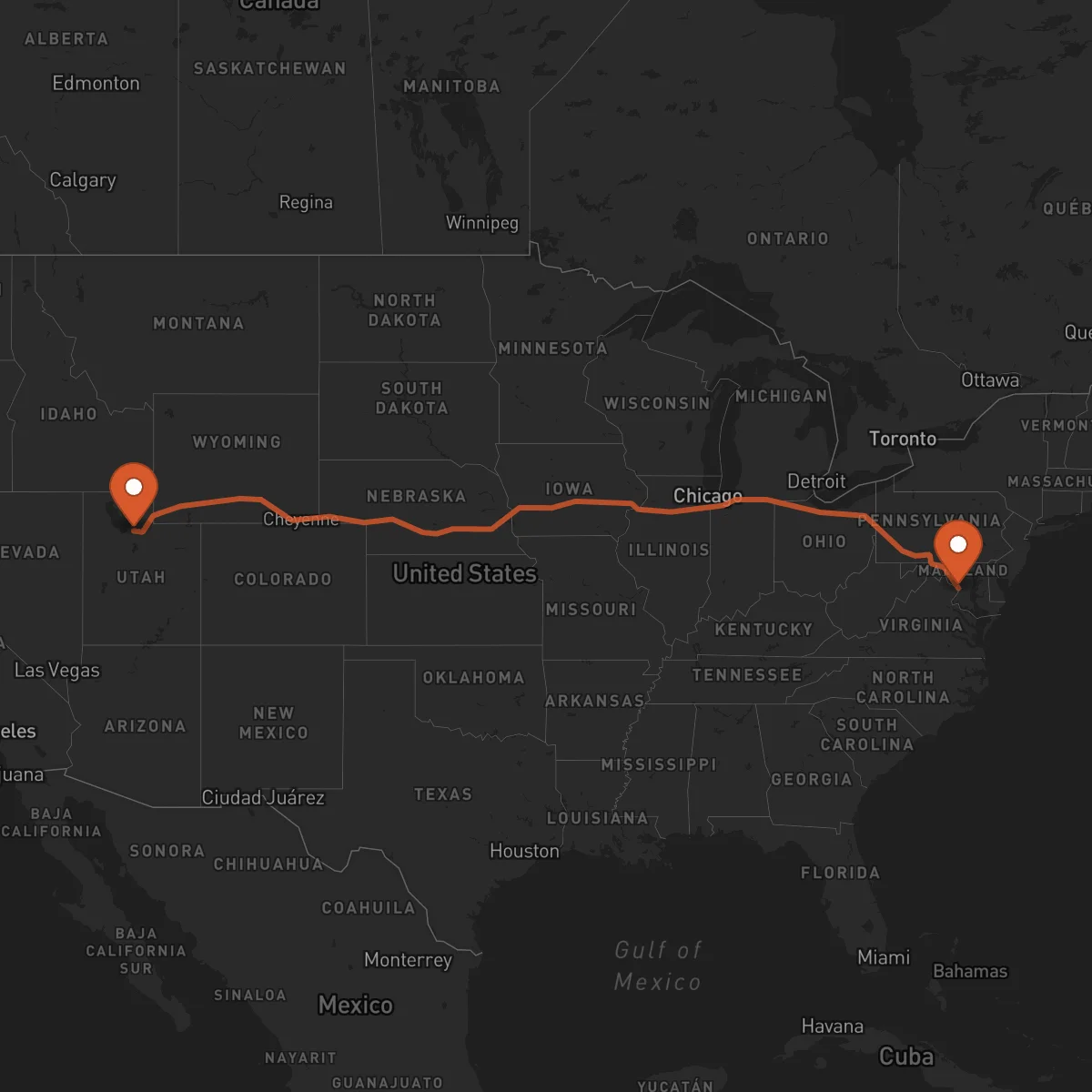 Ruta Washington D.C. - Salt Lake City