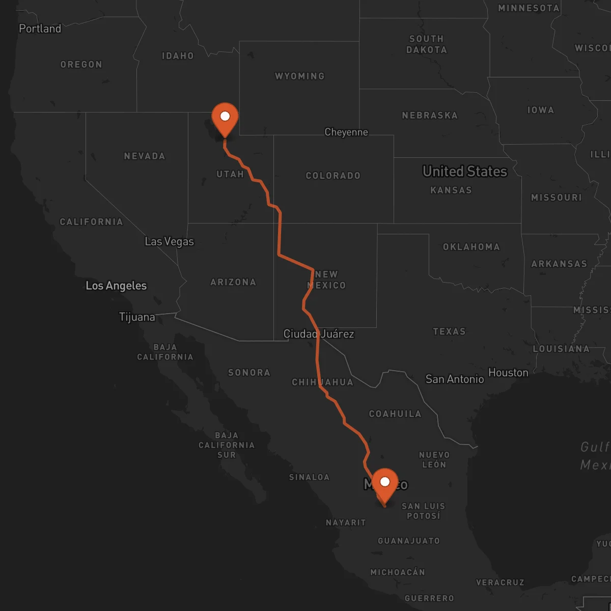 Ruta Zacatecas - Salt Lake City