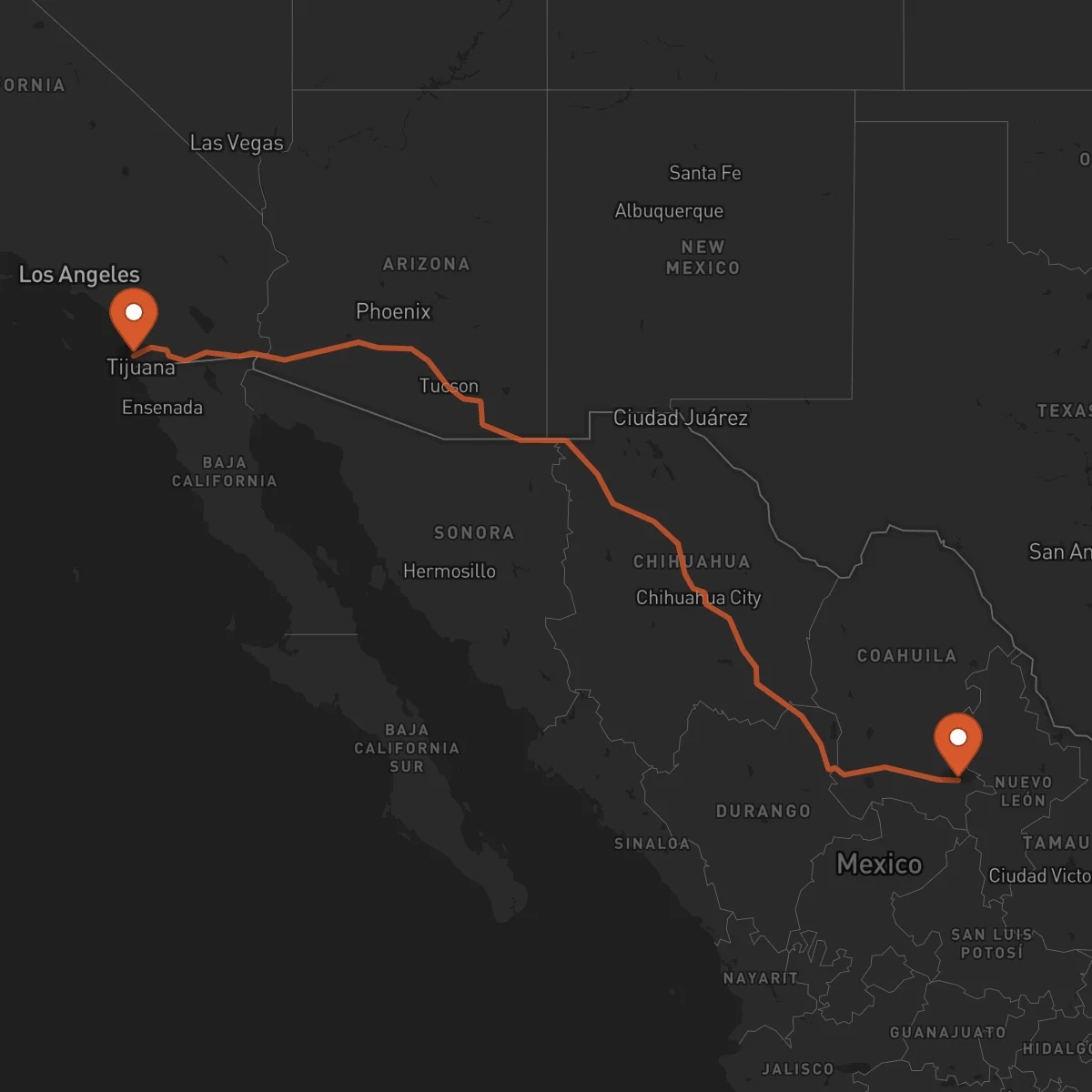 Ruta Saltillo - San Diego