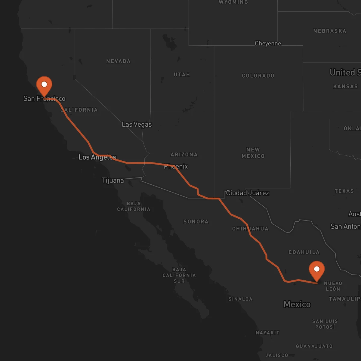 Ruta Saltillo - San Francisco