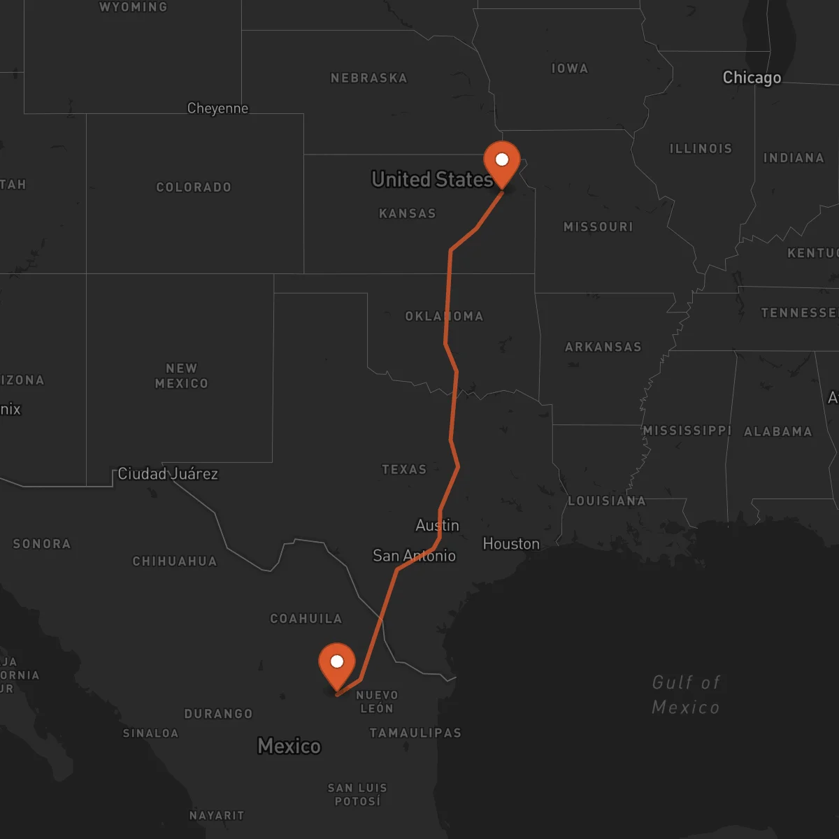 Ruta Saltillo - Topeka
