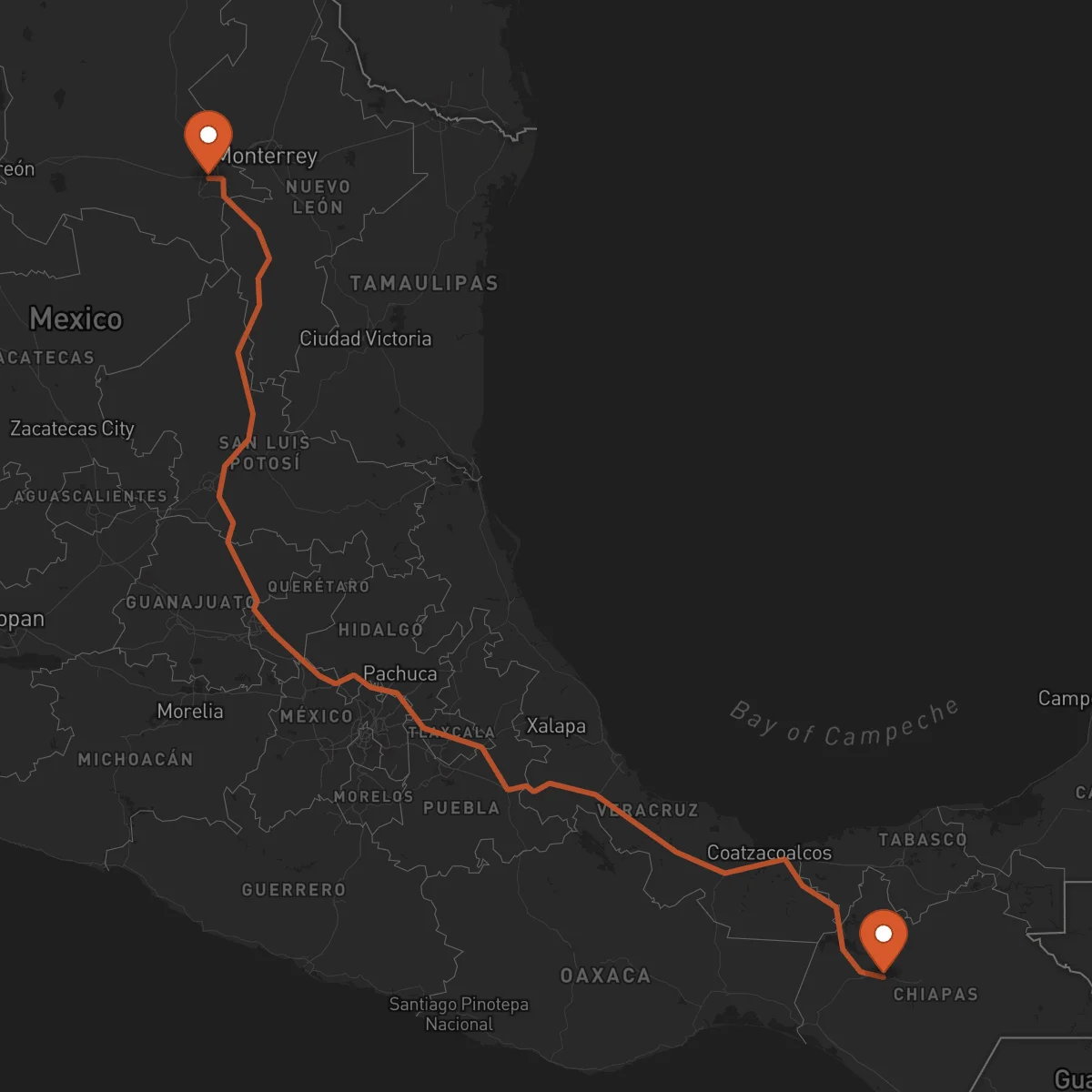 Ruta Saltillo - Tuxtla Gutiérrez