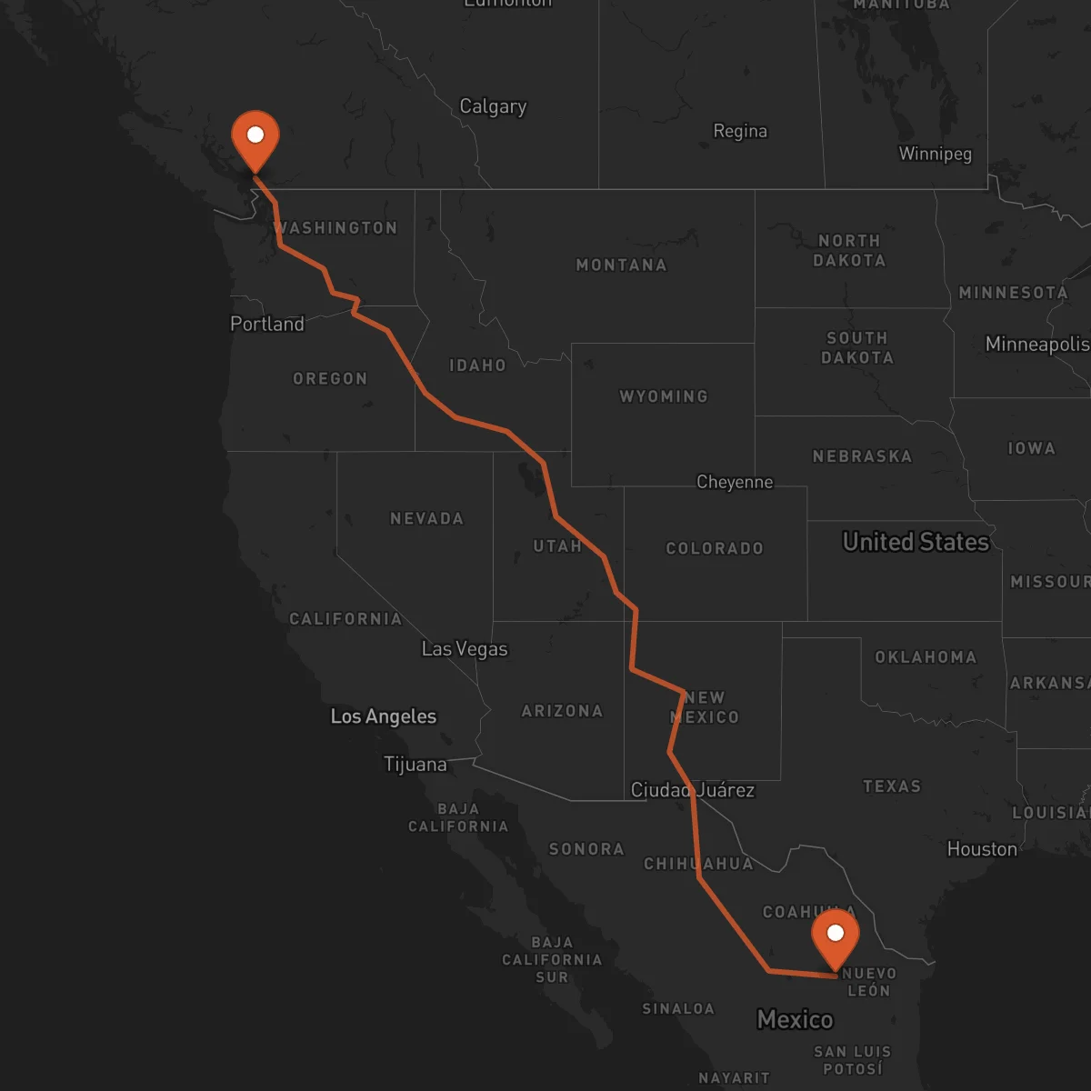 Ruta Vancouver - Saltillo