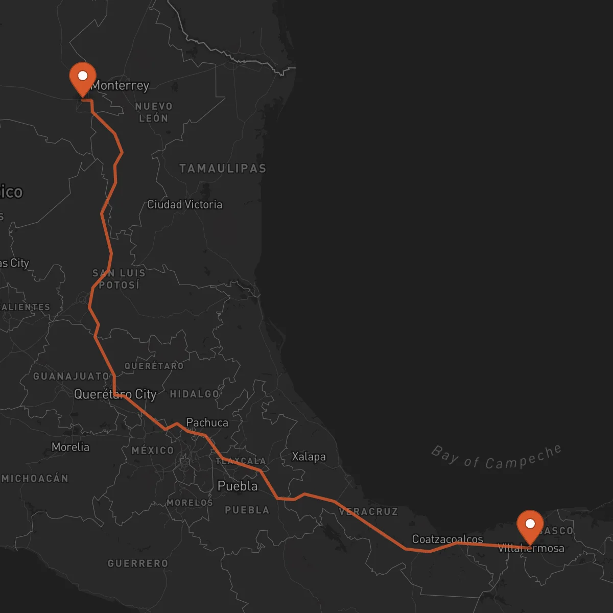 Ruta Villahermosa - Saltillo