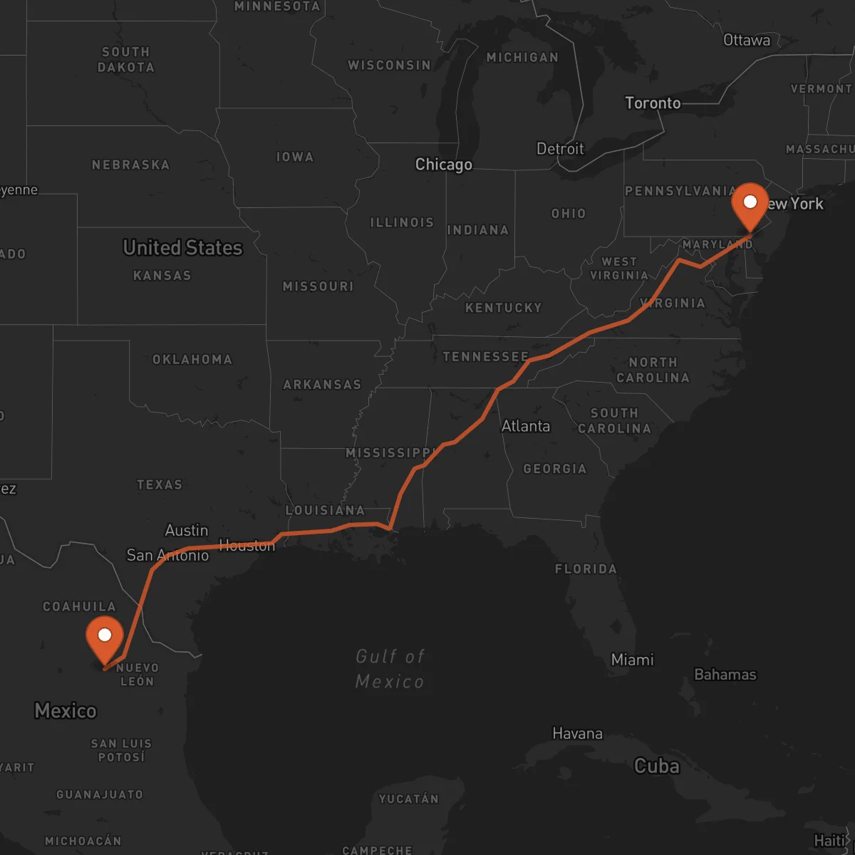 Ruta Wilmington - Saltillo