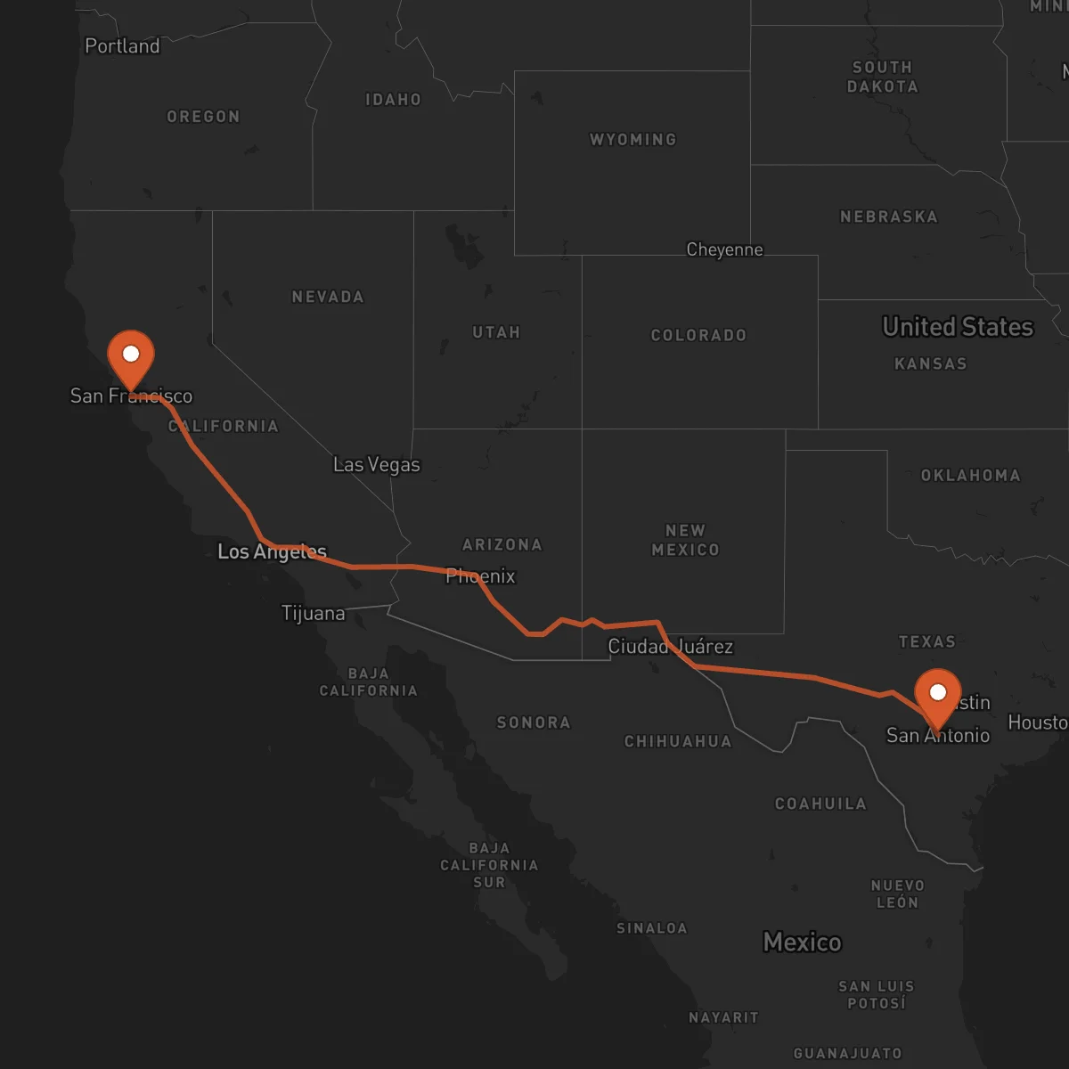 Ruta San Francisco - San Antonio