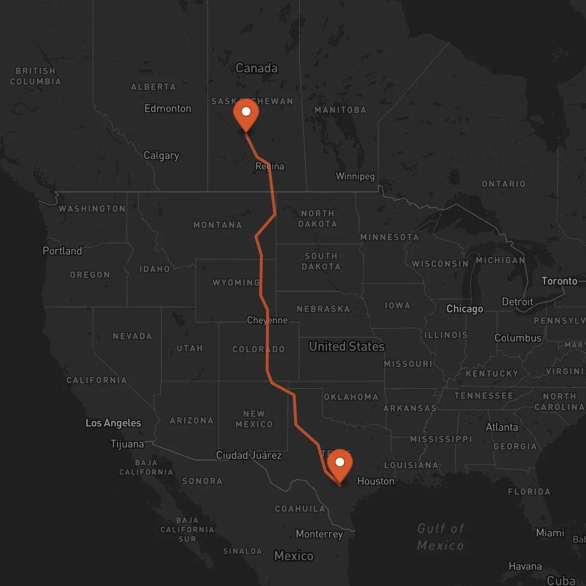 Ruta Saskatoon - San Antonio