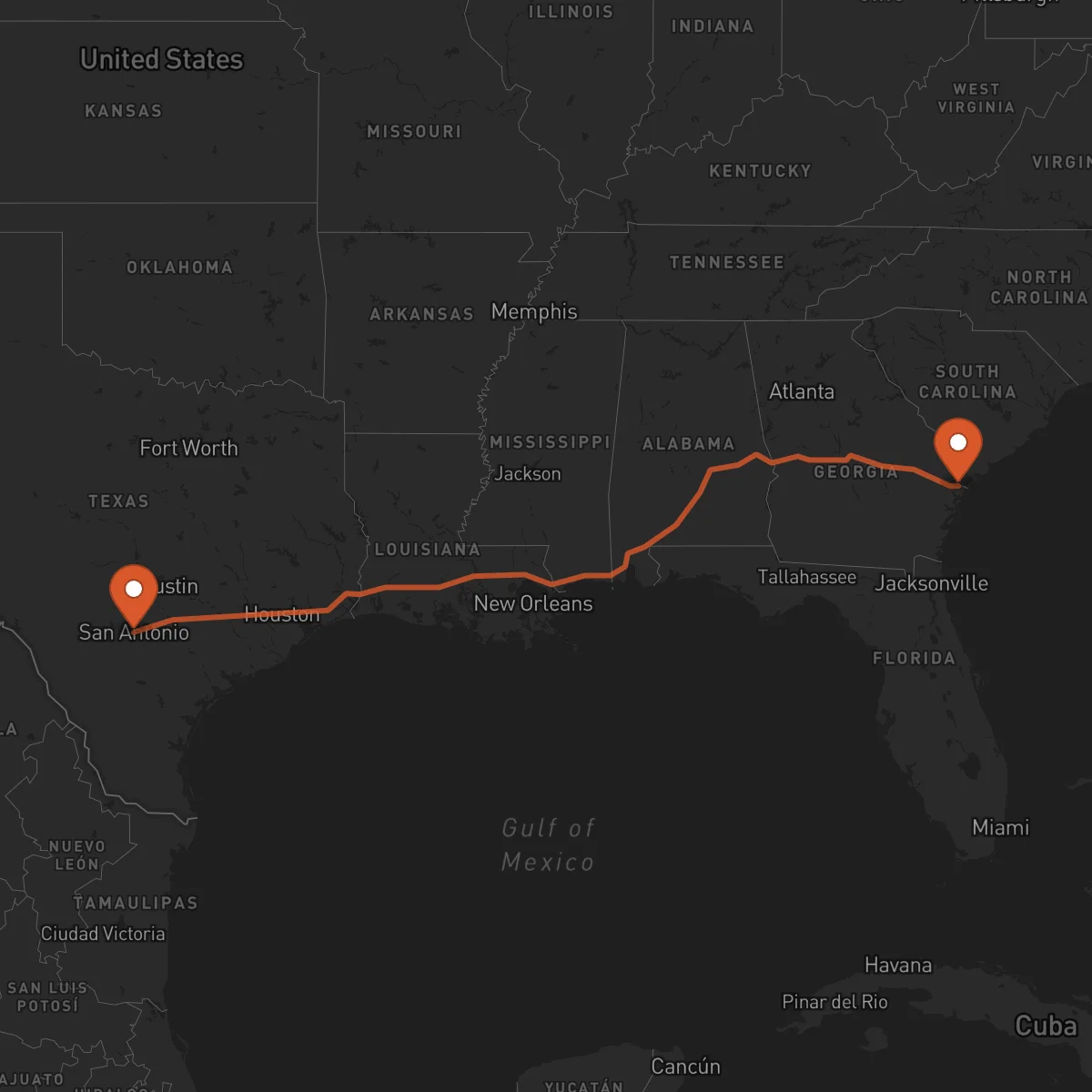 Ruta San Antonio - Savannah