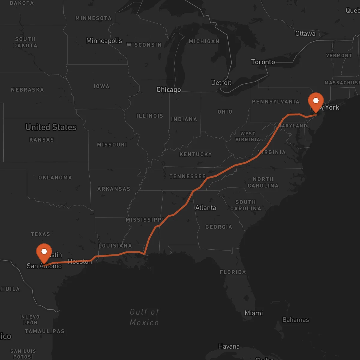 Ruta Trenton - San Antonio