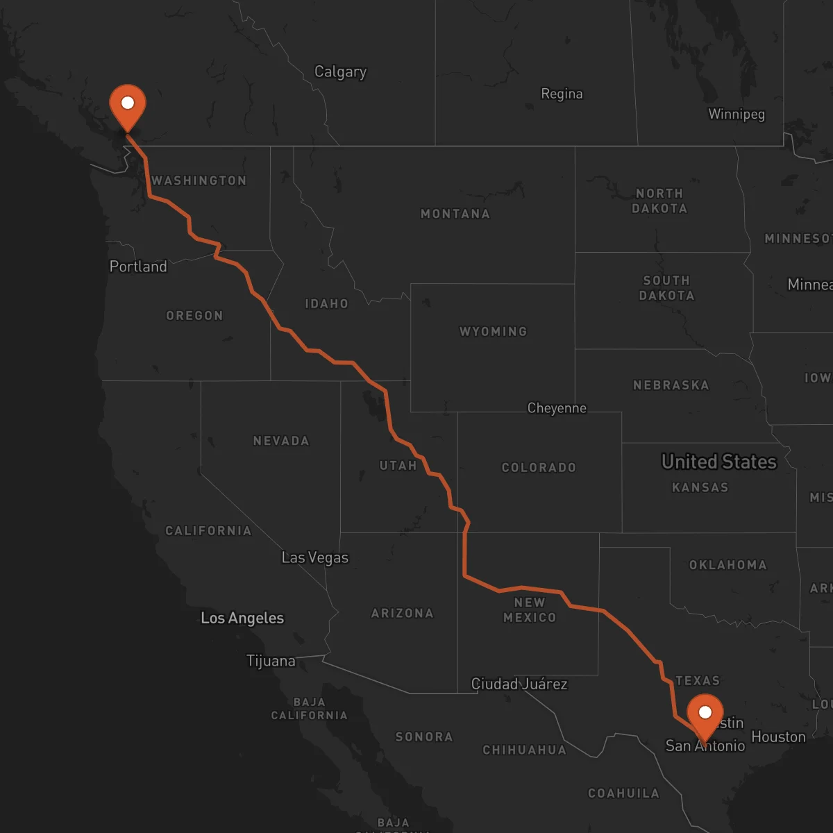 Ruta Vancouver - San Antonio