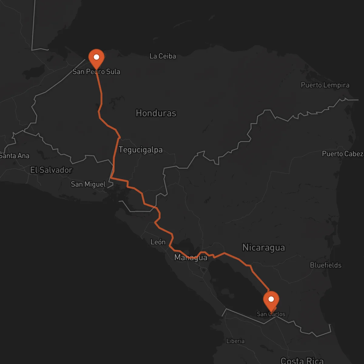 Ruta San Carlos - San Pedro Sula