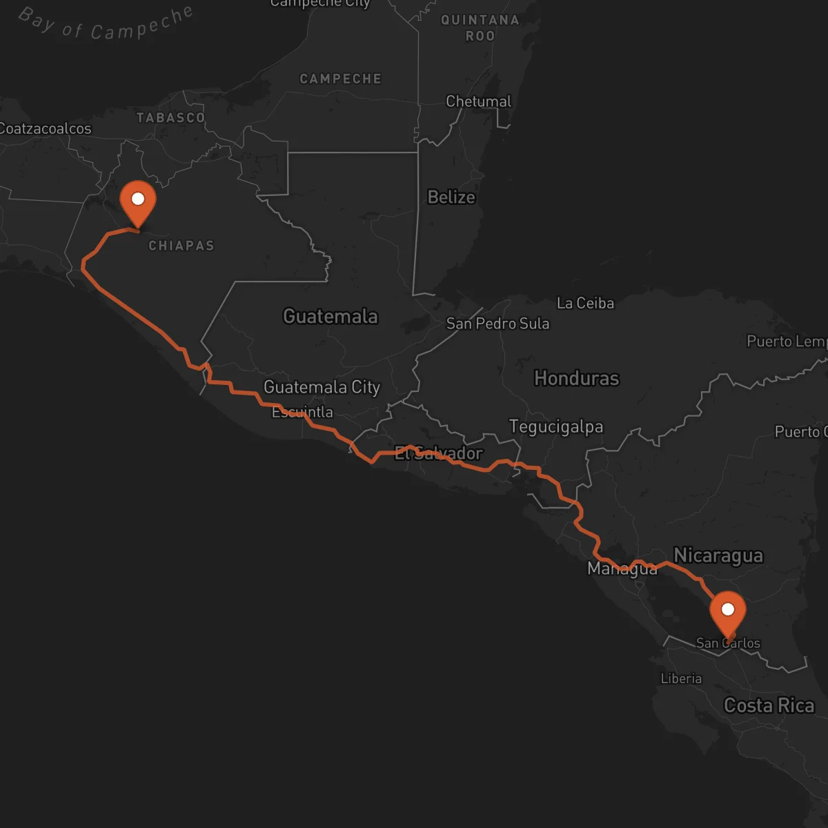 Ruta Tuxtla Gutiérrez - San Carlos