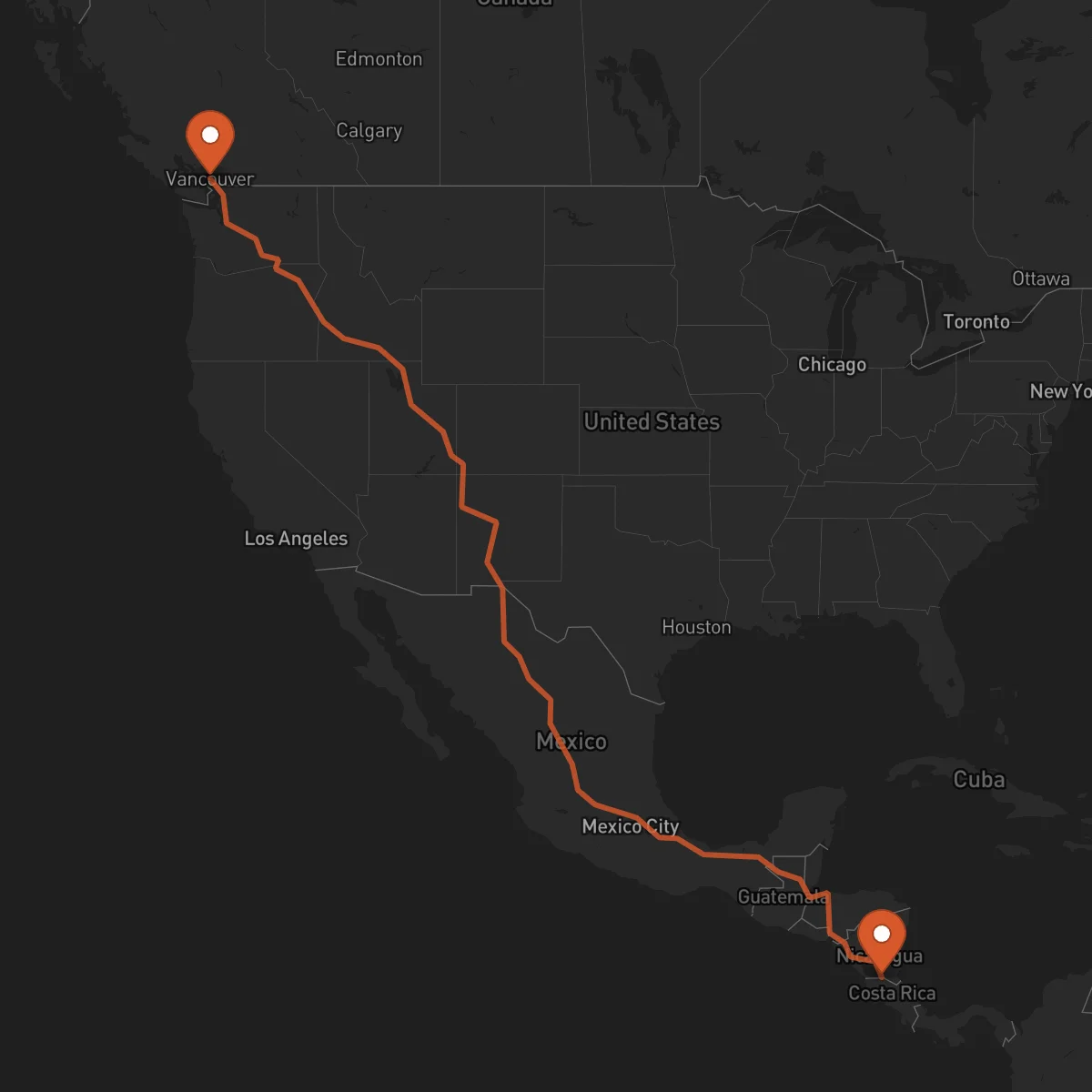 Ruta Vancouver - San Carlos