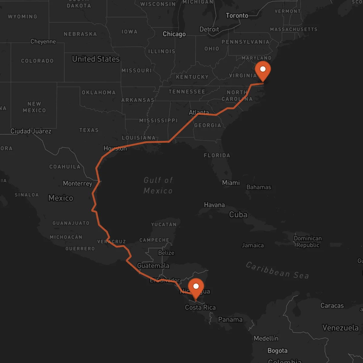 Ruta Virginia Beach - San Carlos