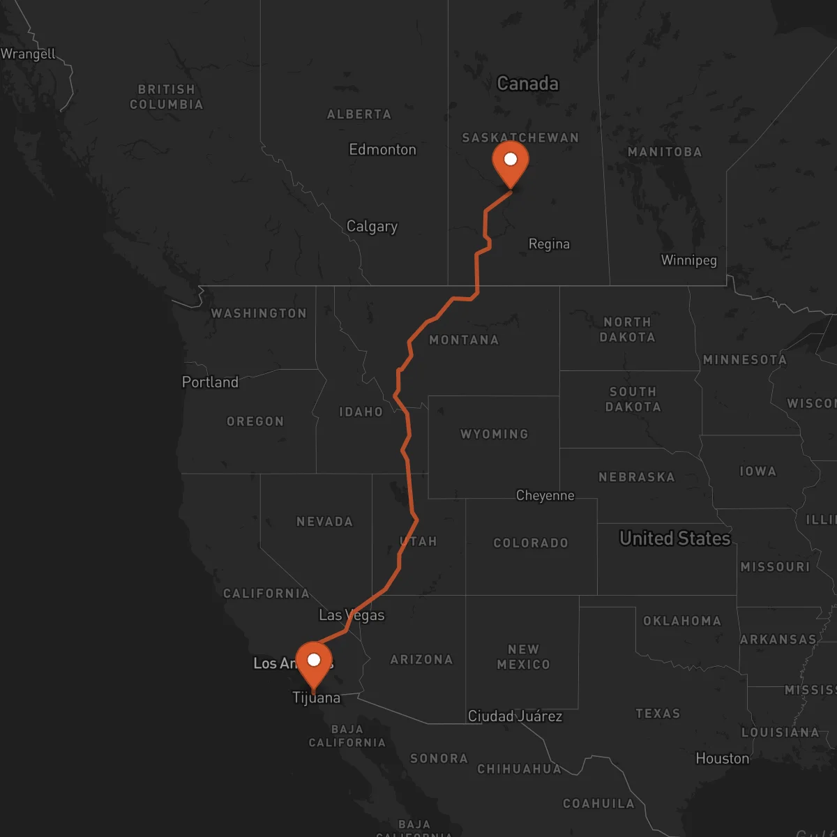 Ruta San Diego - Saskatoon