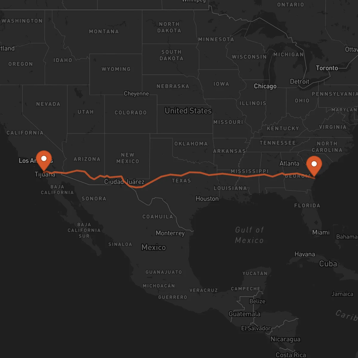 Ruta Savannah - San Diego