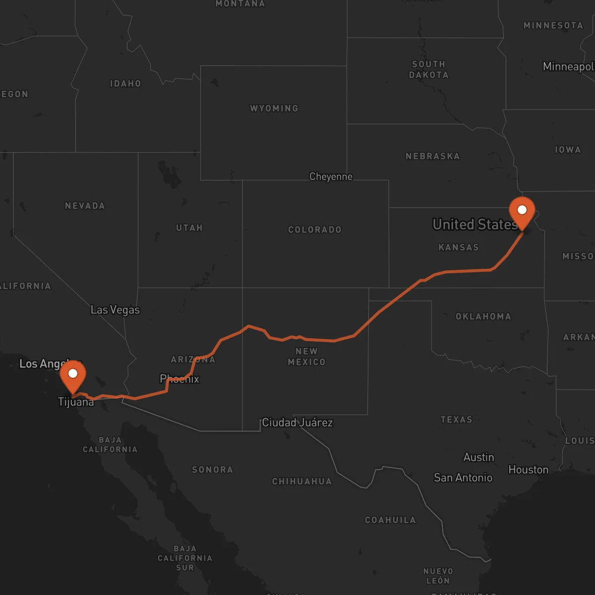 Ruta San Diego - Topeka