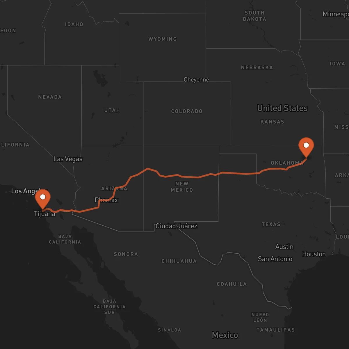 Ruta Tulsa - San Diego