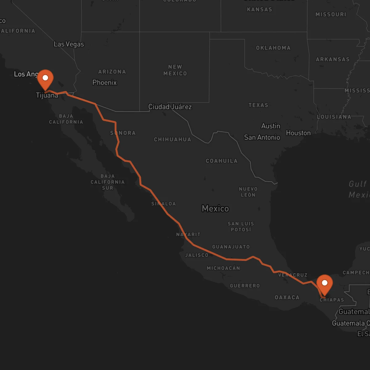 Ruta Tuxtla Gutiérrez - San Diego