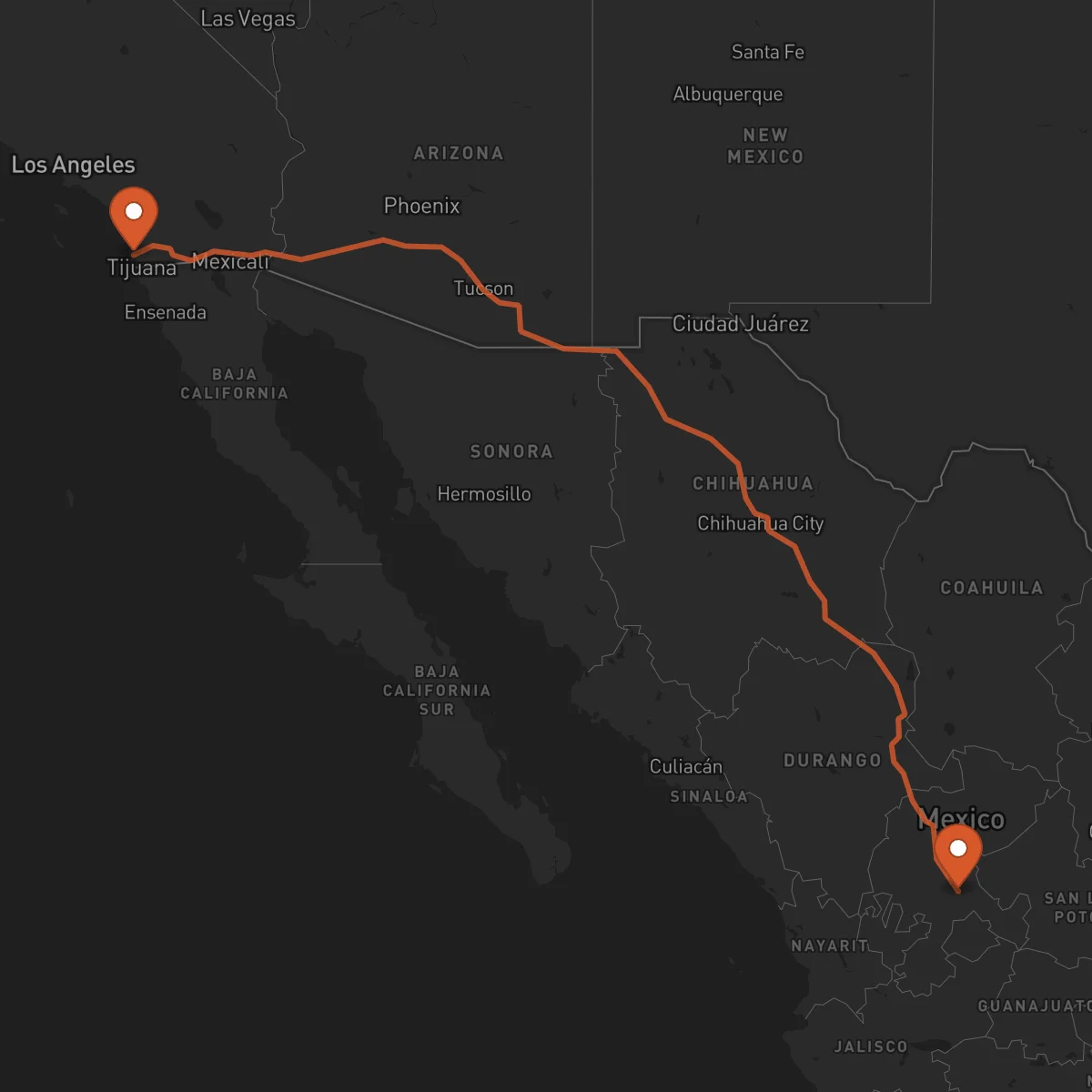 Ruta Zacatecas - San Diego