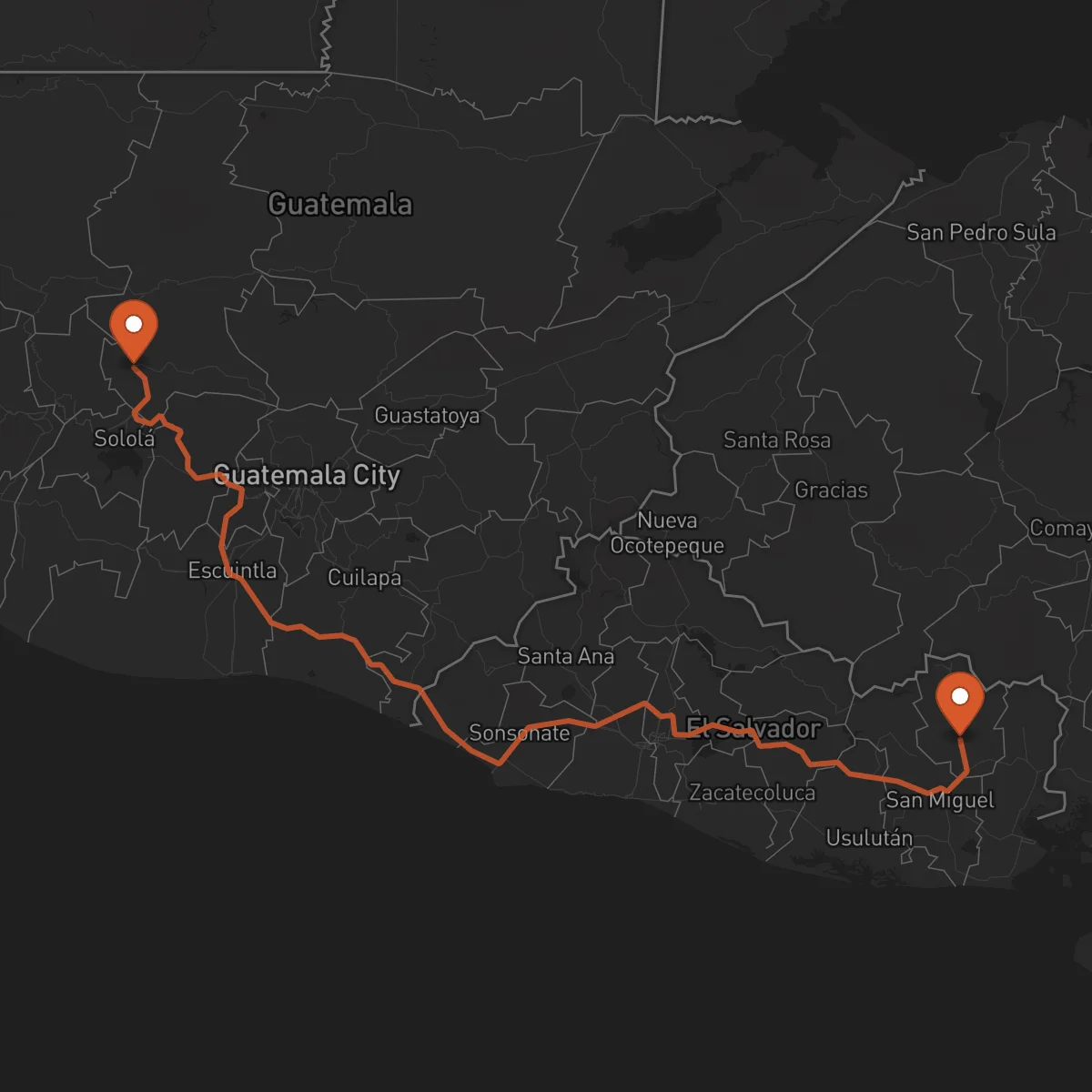 Ruta San Francisco Gotera - Santa Cruz del Quiché