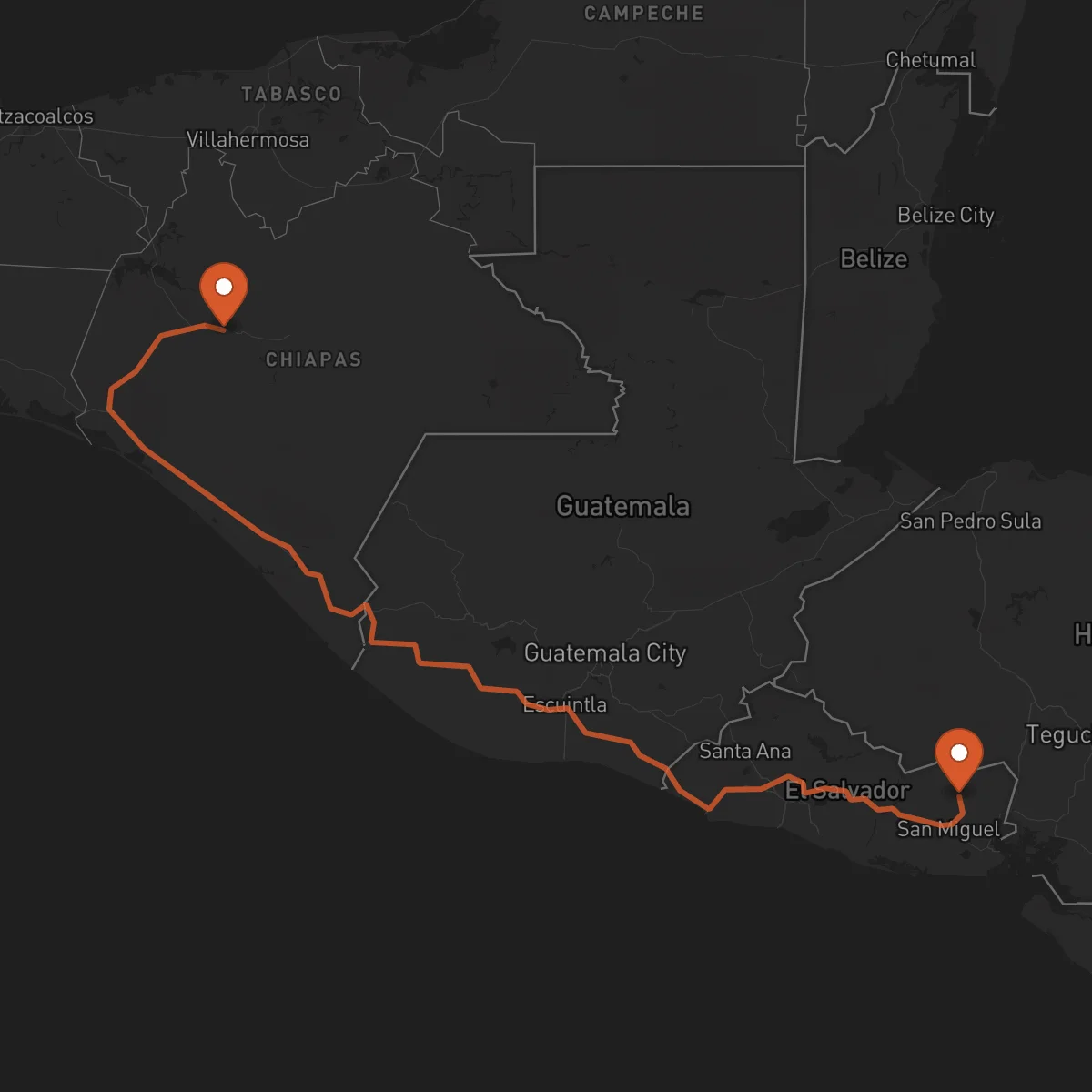 Ruta Tuxtla Gutiérrez - San Francisco Gotera