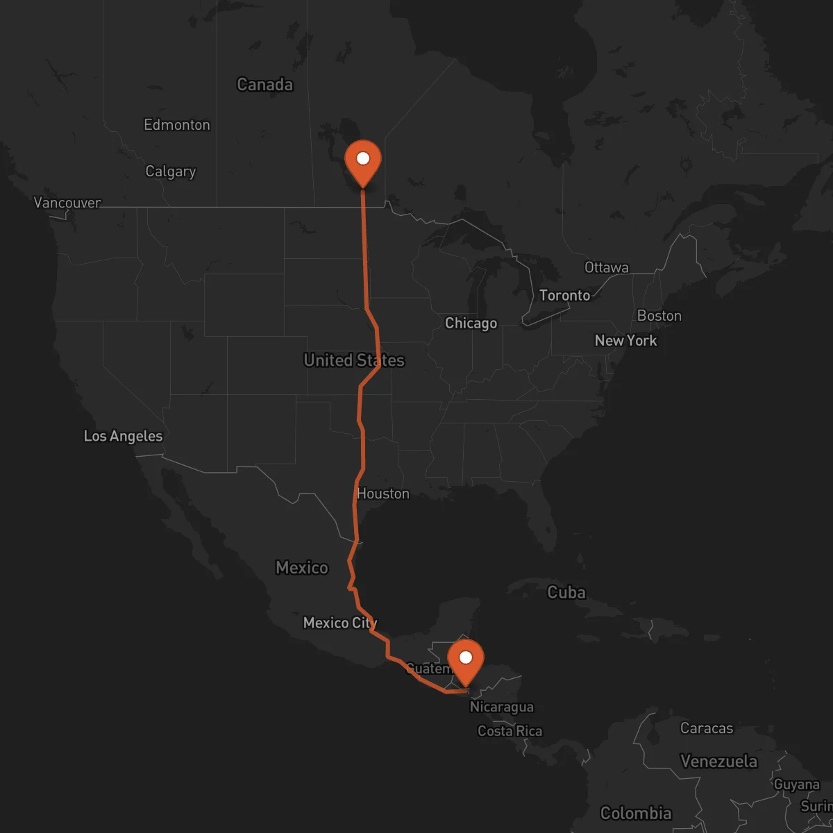 Ruta Winnipeg - San Francisco Gotera