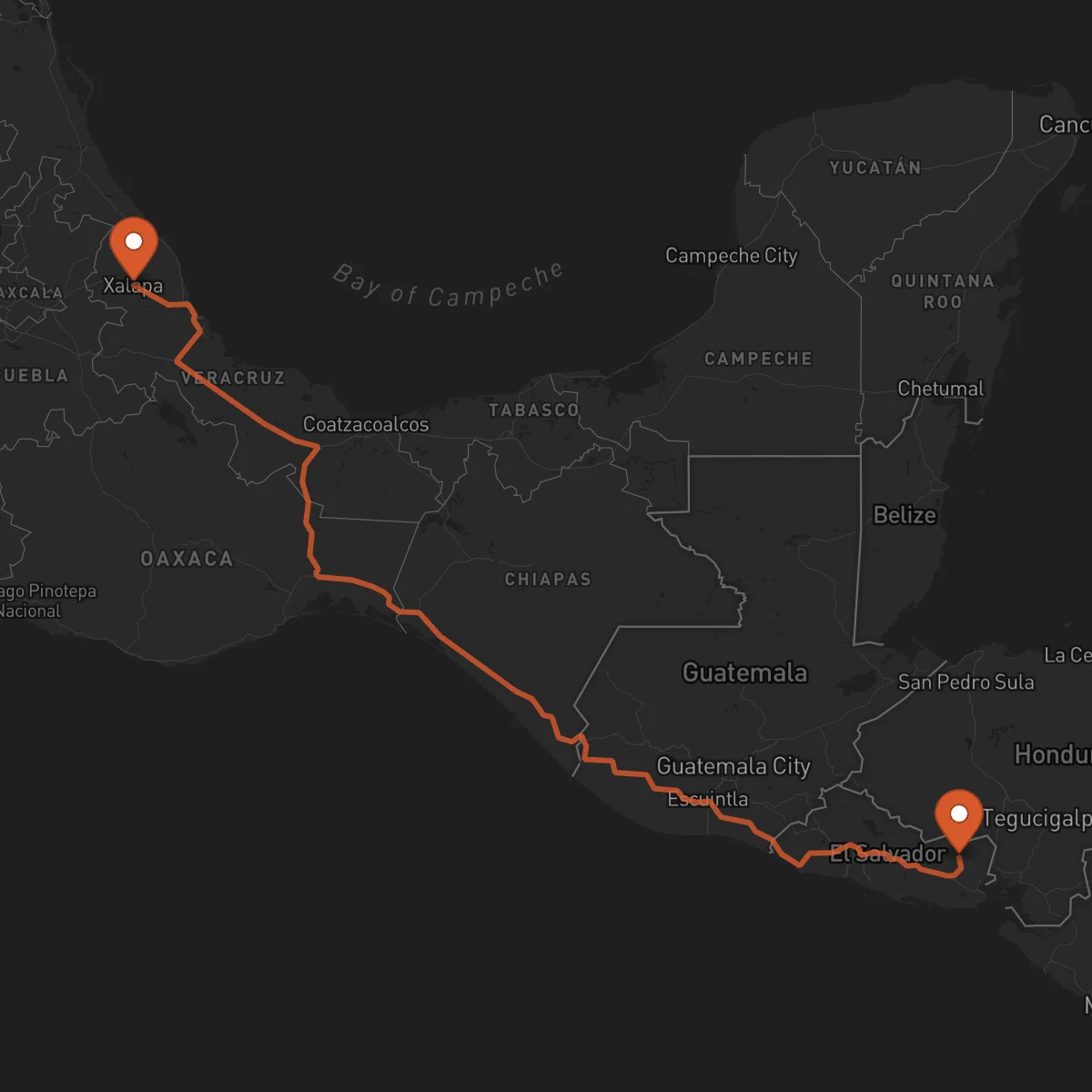 Ruta サン・フランシスコ・ゴテラ - ハラパ