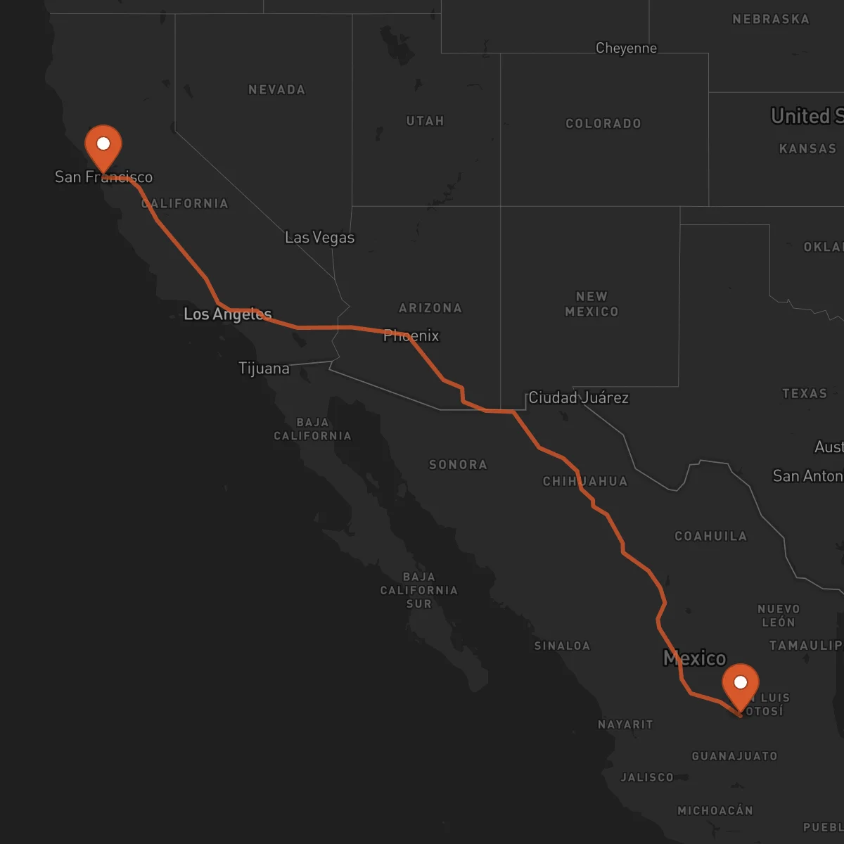 Ruta San Francisco - San Luis Potosí