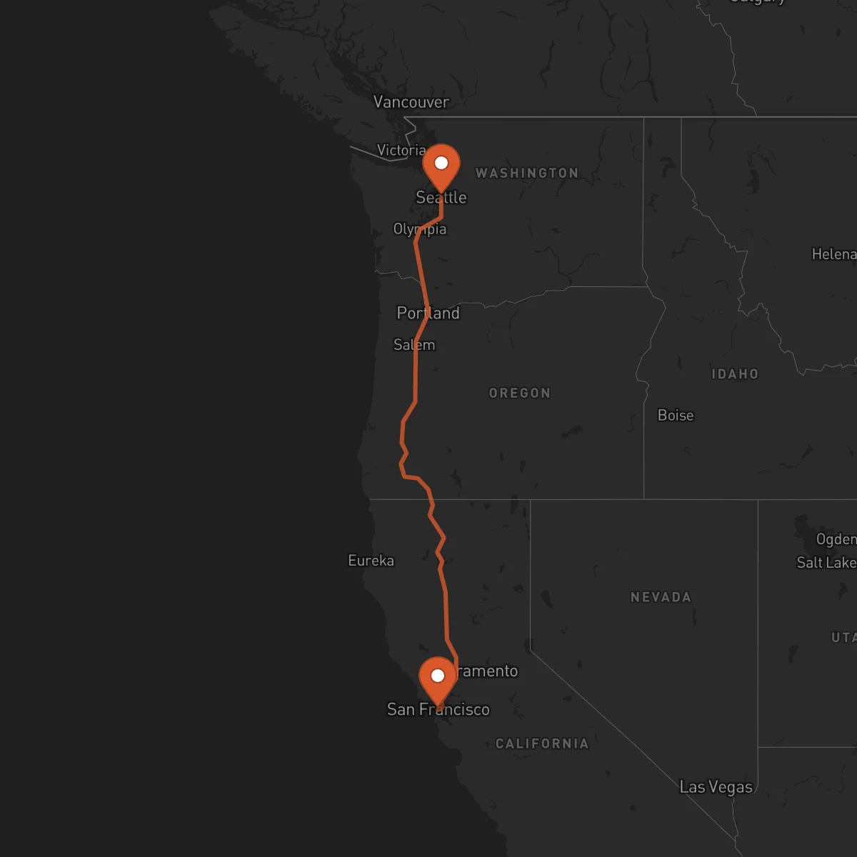 Ruta San Francisco - Seattle