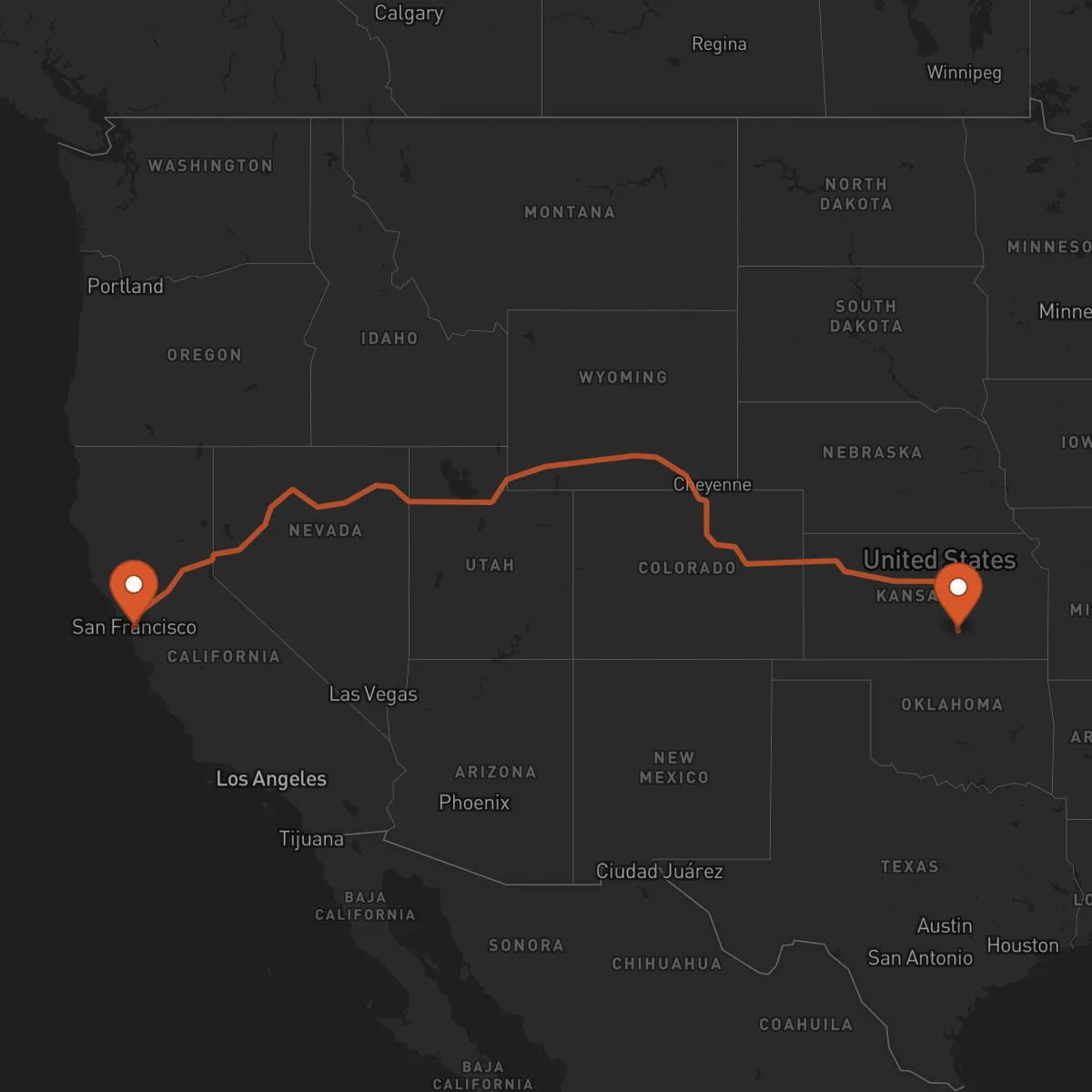 Ruta San Francisco - Wichita