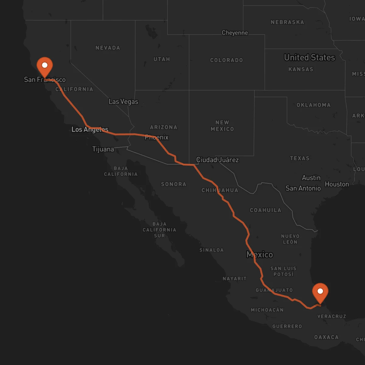 Ruta San Francisco - Xalapa