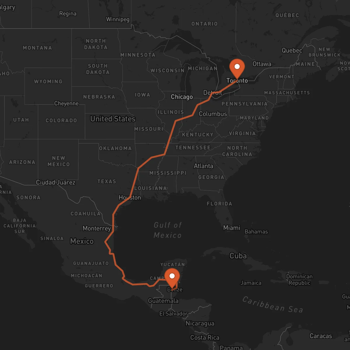 Ruta San Ignacio - Toronto
