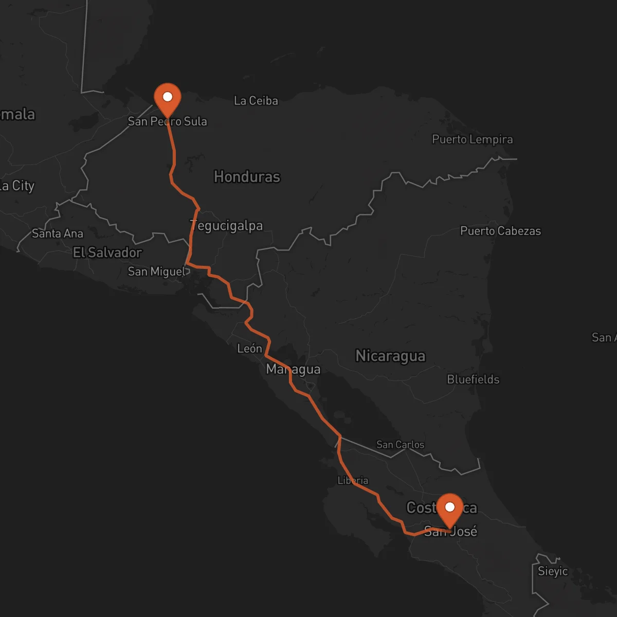Ruta San Pedro Sula - San José