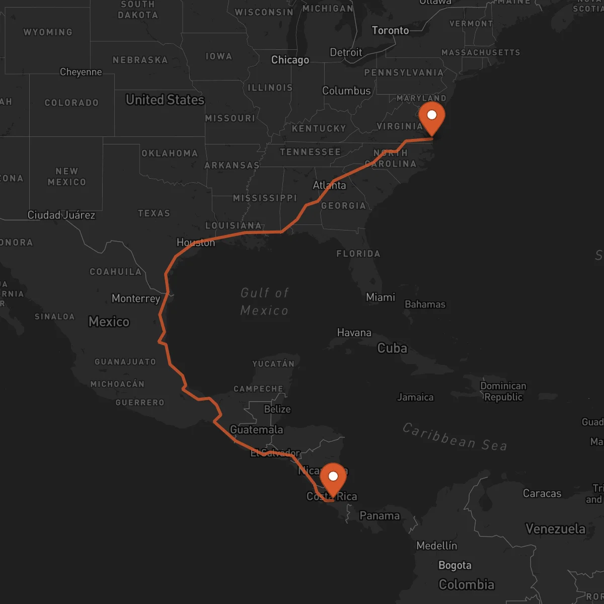 Ruta San José - Virginia Beach