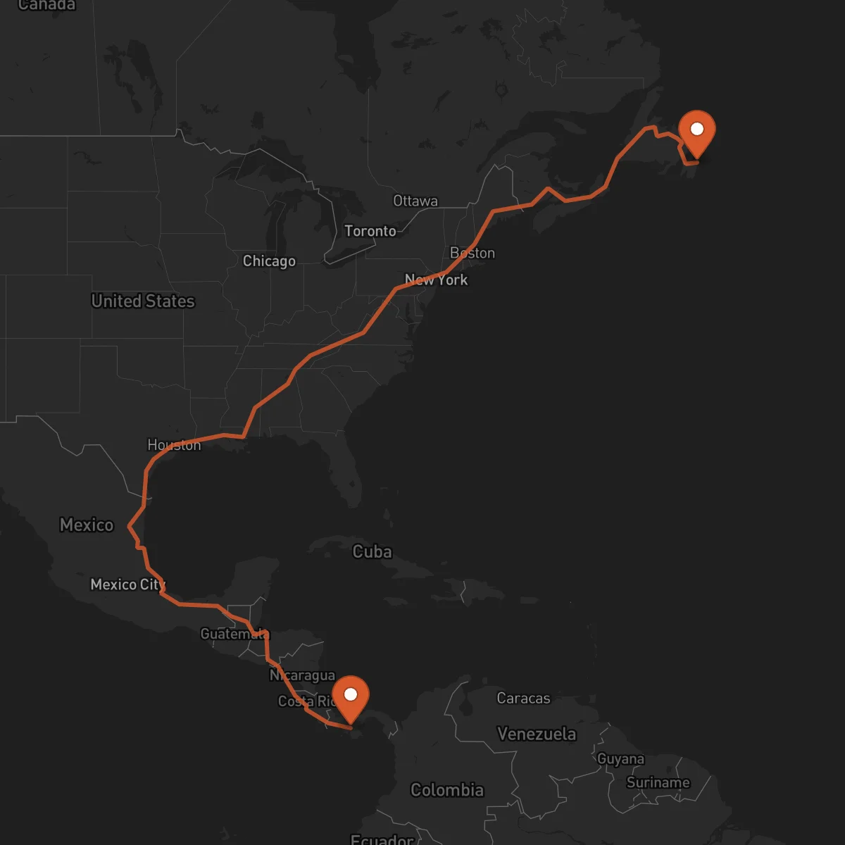 Ruta Santiago de Veraguas - San Juan de Terranova (St. John's)