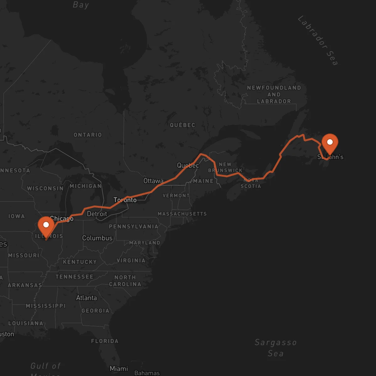 Ruta San Juan de Terranova (St. John's) - Springfield