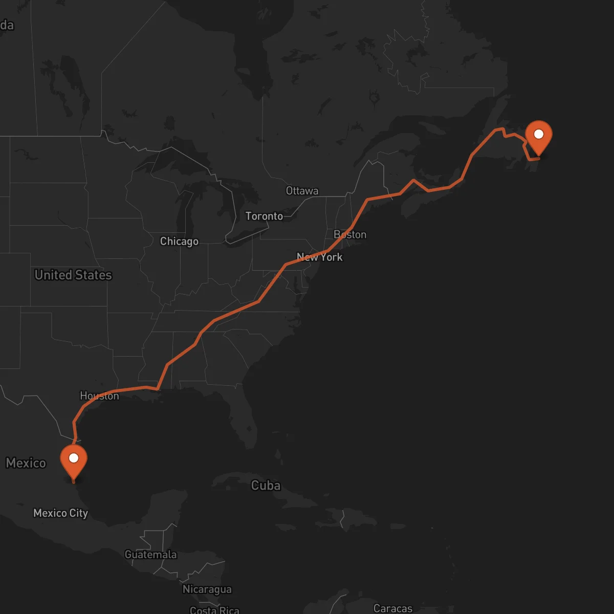 Ruta Tampico - St. John's