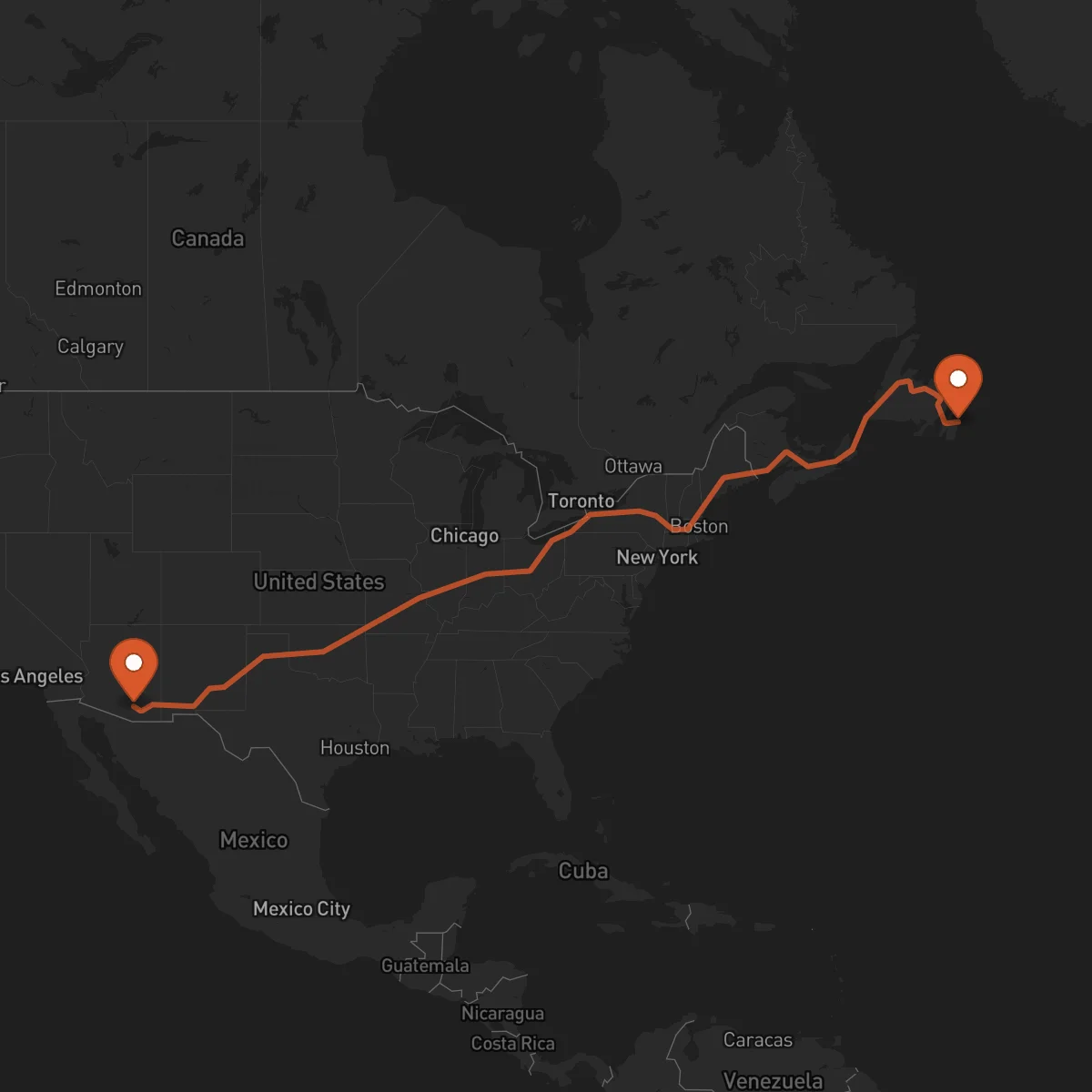 Ruta Tucson - San Juan de Terranova (St. John's)